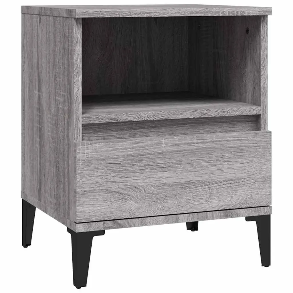 Bedside Cabinets Grey 40x35x50cm Storage Organiser Drawer Compartment 2 Pieces