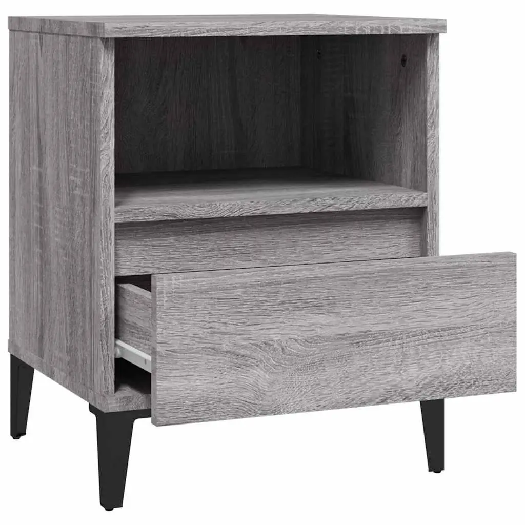 Bedside Cabinets Grey 40x35x50cm Storage Organiser Drawer Compartment 2 Pieces