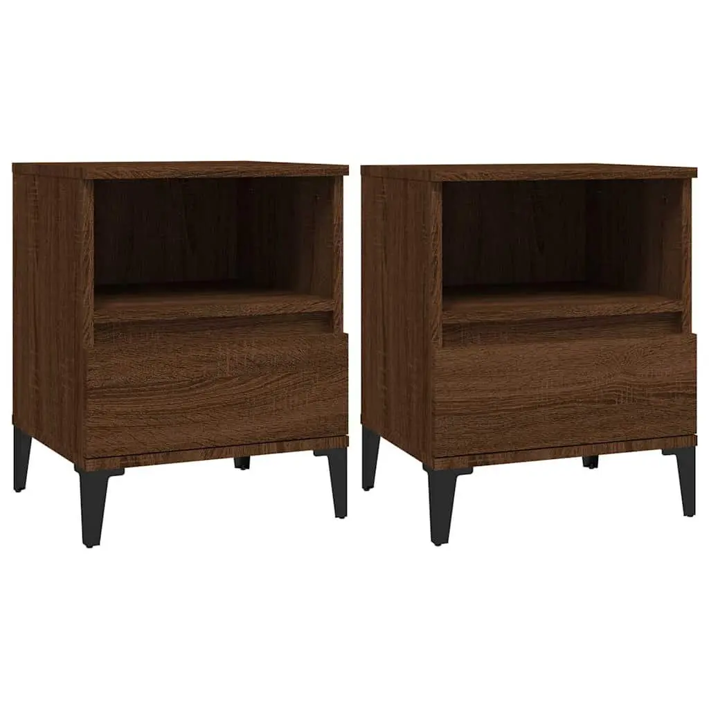 Bedside Cabinets Brown 40x35x50 cm Storage Drawer Nightstand Side Table 2 Piece