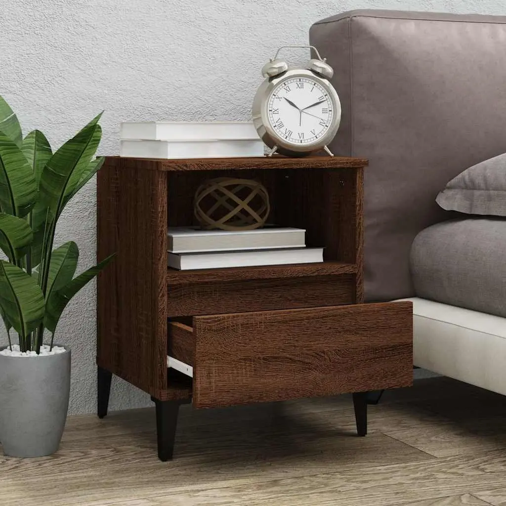 Bedside Cabinets Brown 40x35x50 cm Storage Drawer Nightstand Side Table 2 Piece