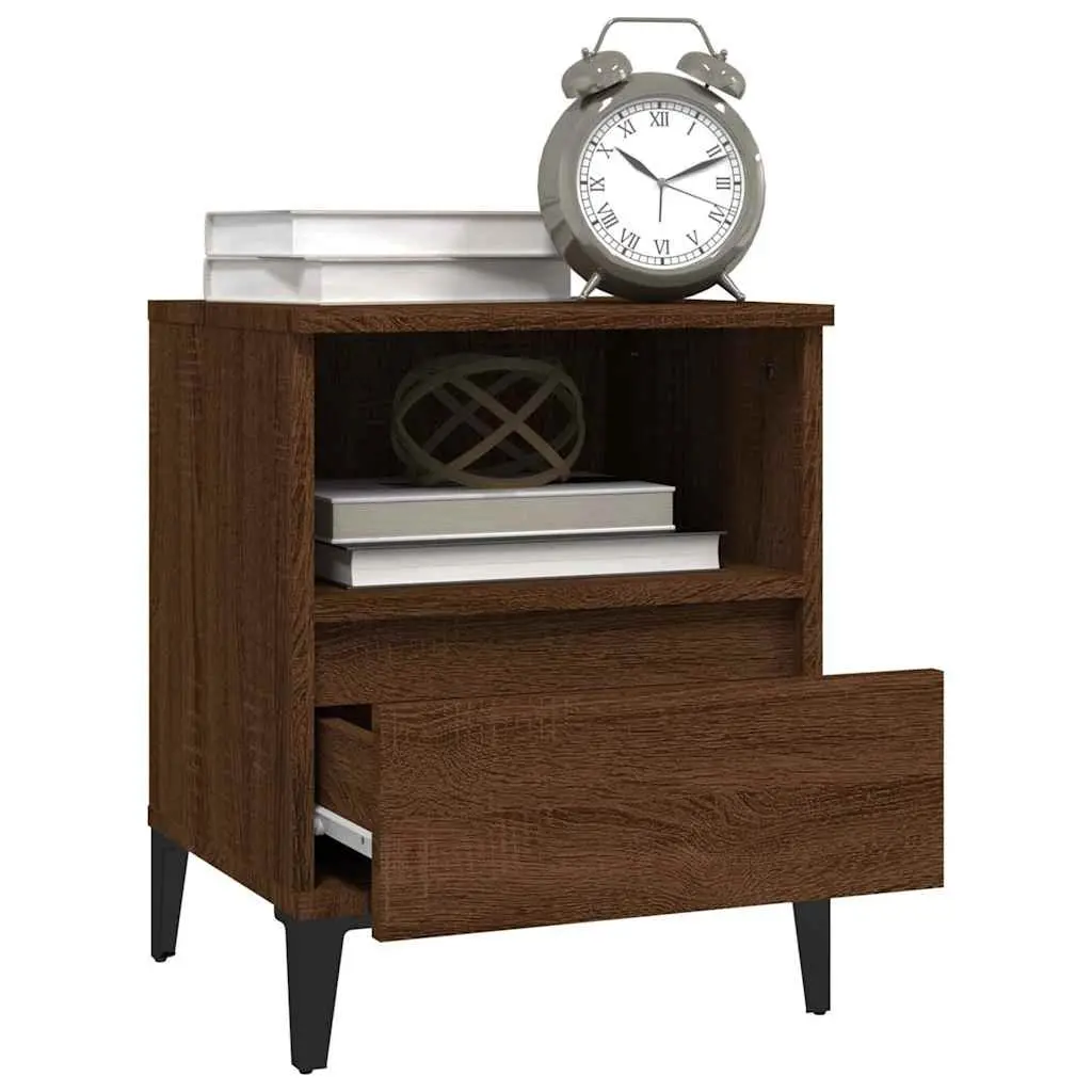 Bedside Cabinets Brown 40x35x50 cm Storage Drawer Nightstand Side Table 2 Piece