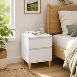 Compact White Bedside Cabinet with Ample Storage