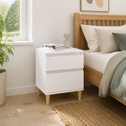 Bedside Cabinet White High Gloss Storage Nightstand Side Table Bedroom Furniture