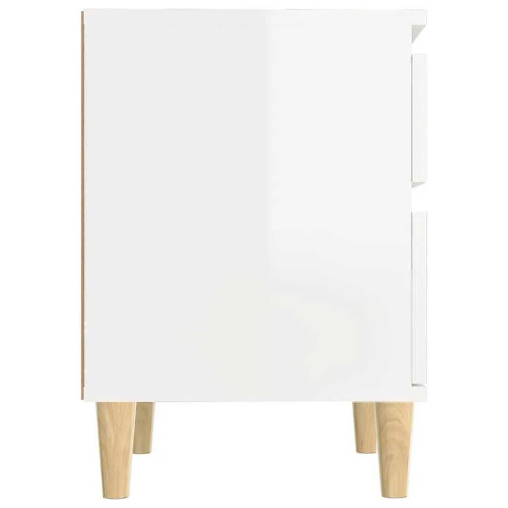 Bedside Cabinet White High Gloss Engineered Wood Storage Nightstand 40 x 35 x 50 cm