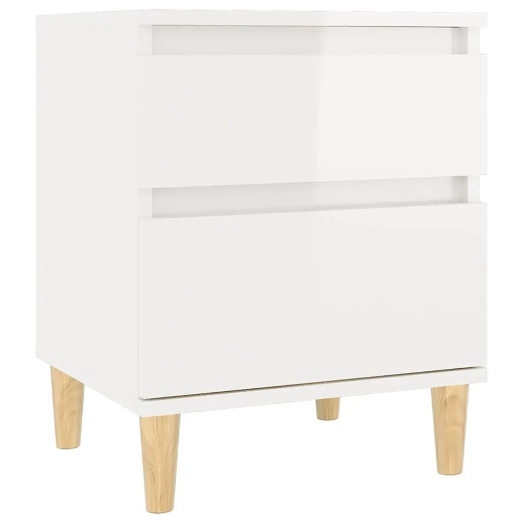 Bedside Cabinet Storage White High Gloss 40x35x50cm Engineered Wood Nightstand