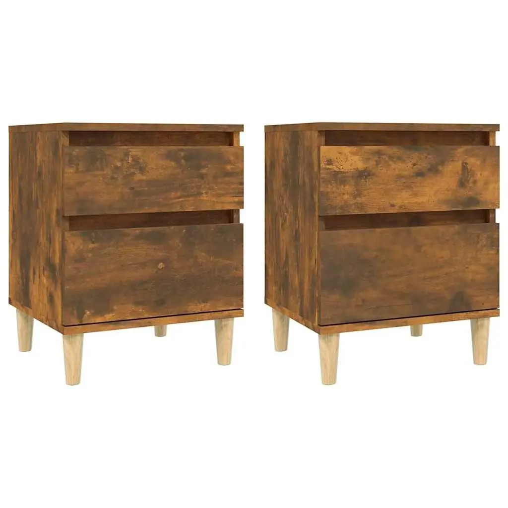 Bedside Tables Brown 2 Piece Engineered Wood Storage Organiser