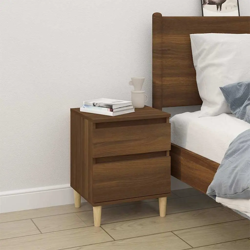 Bedside Tables Brown Oak 40x35x50cm Sturdy Engineered Wood Storage Cabinets Pair