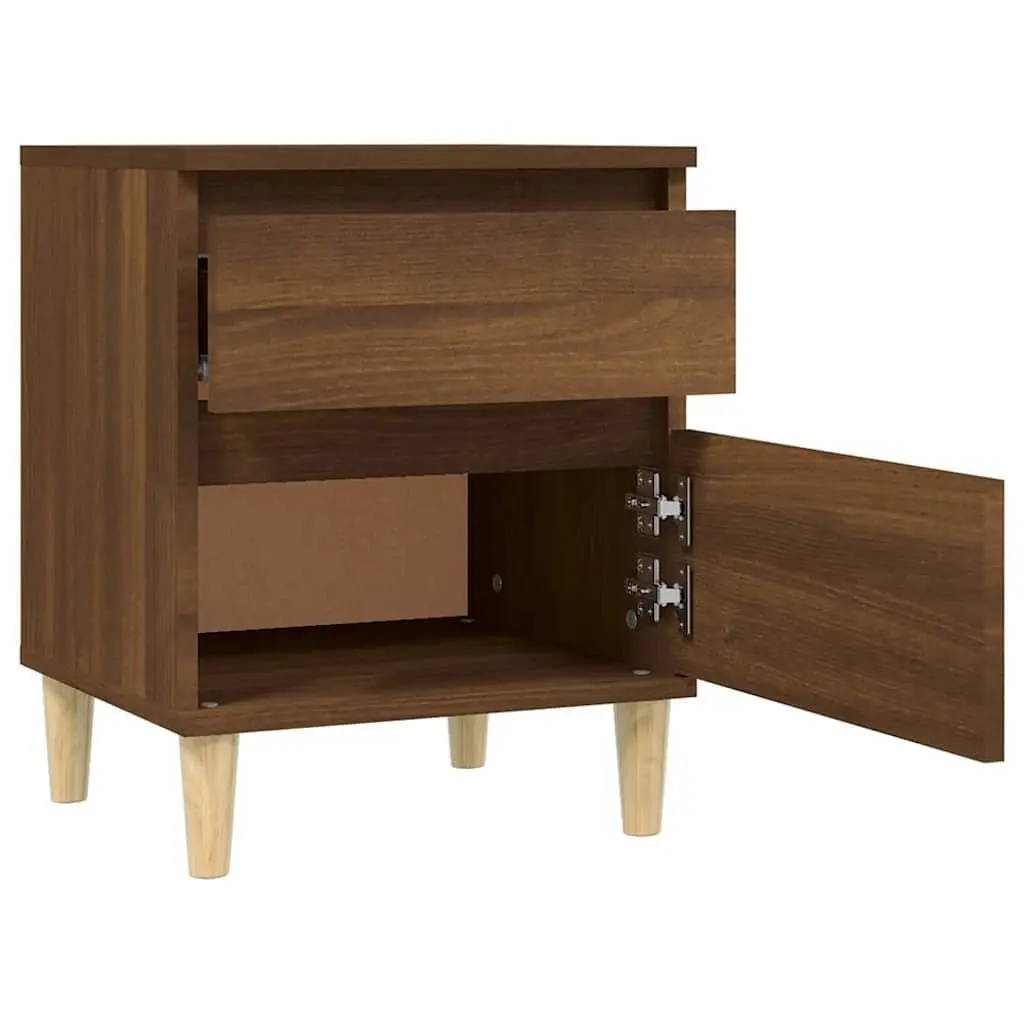Bedside Tables Brown Oak 40x35x50cm Sturdy Engineered Wood Storage Cabinets Pair