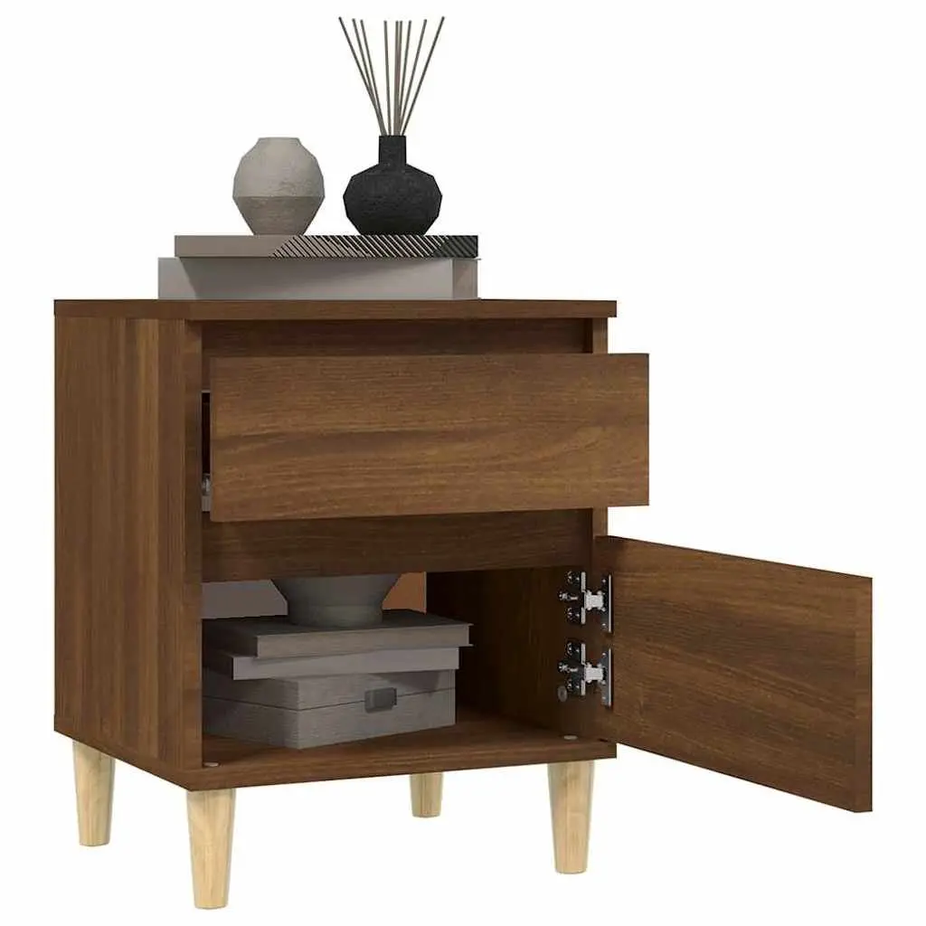 Bedside Tables Brown Oak 40x35x50cm Sturdy Engineered Wood Storage Cabinets Pair