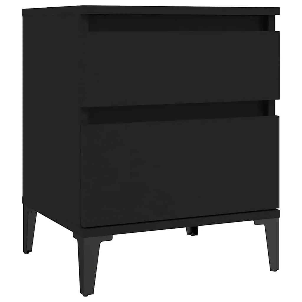 Bedside Tables Black 2 Piece Storage Lockers Nightstands Furniture Set
