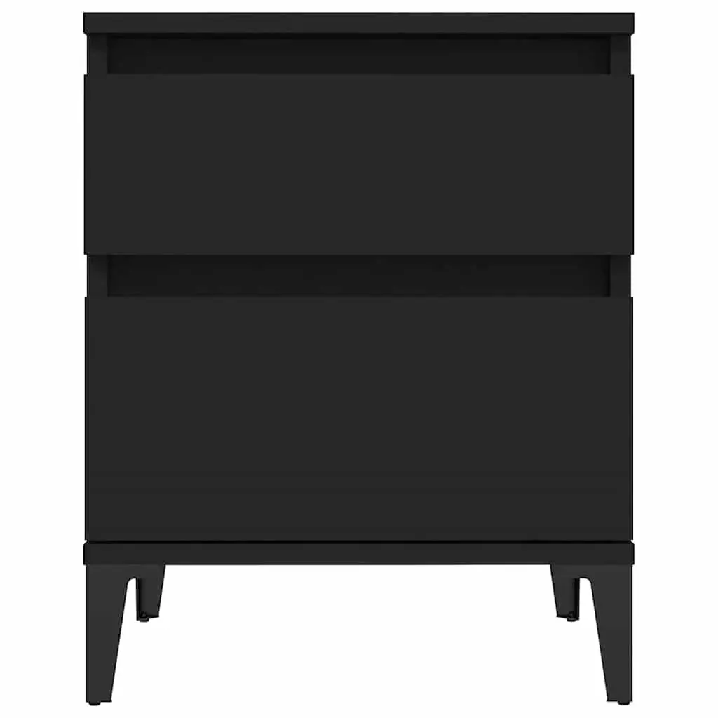 Bedside Tables Black 2 Piece Storage Lockers Nightstands Furniture Set