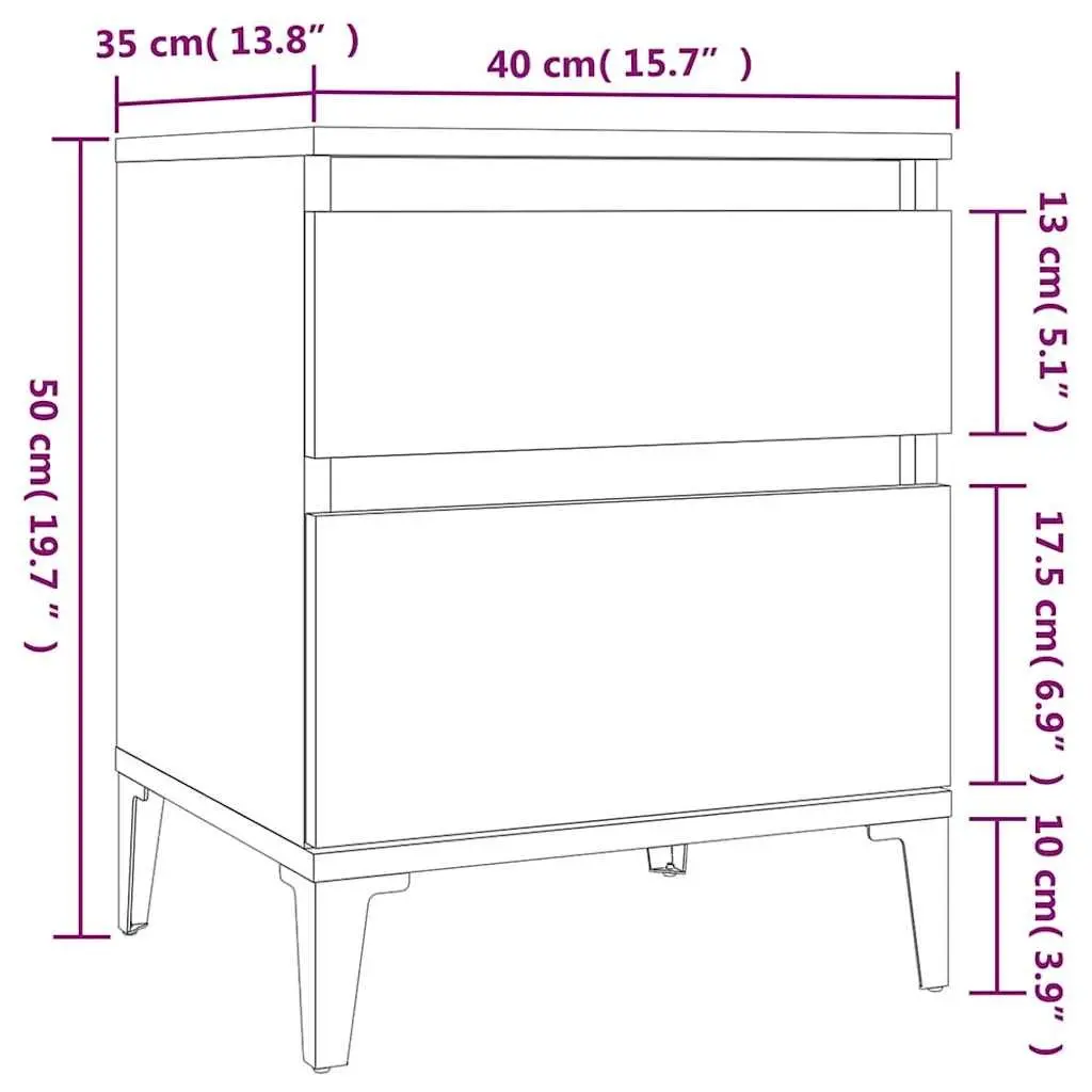 Bedside Tables Black 2 Piece Storage Lockers Nightstands Furniture Set