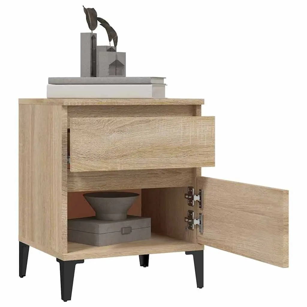 Bedside Cabinet Storage Organizer Brown Wooden Nightstand Side Table Bedroom