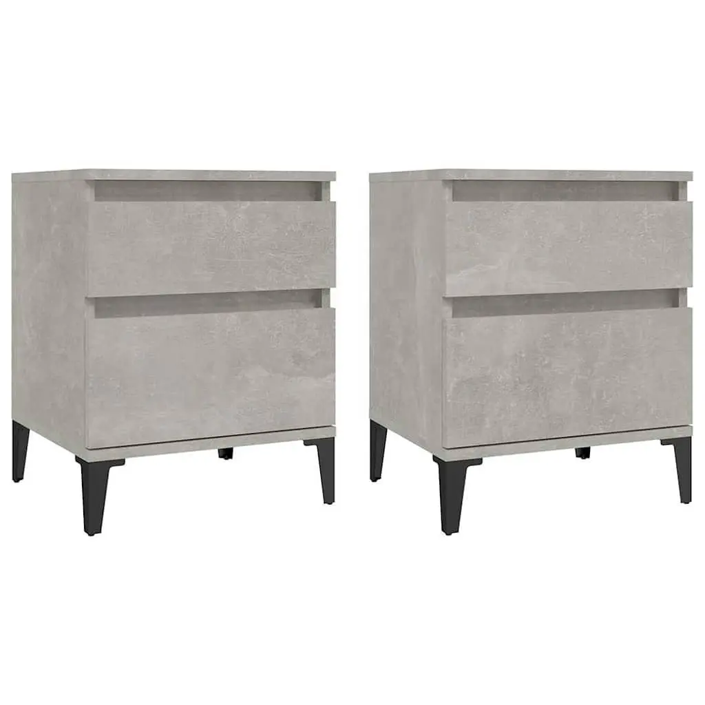 Bedside Cabinets Grey 2 Piece Storage Furniture Nightstand Organiser Units