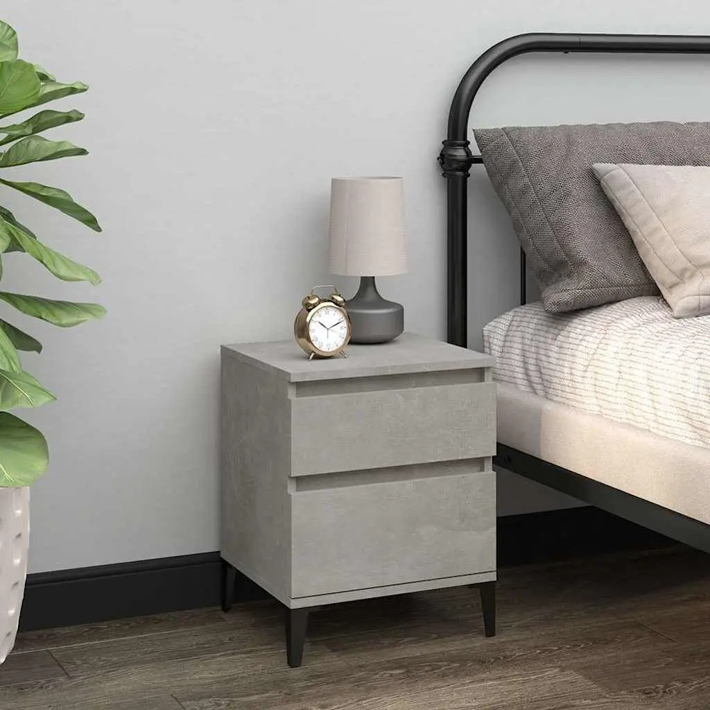 Bedside Cabinets Grey 2 Piece Storage Furniture Nightstand Organiser Units