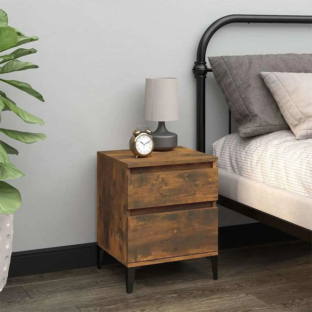 Bedside Table Brown 40x35x50cm Engineered Wood Storage Cabinet Pair