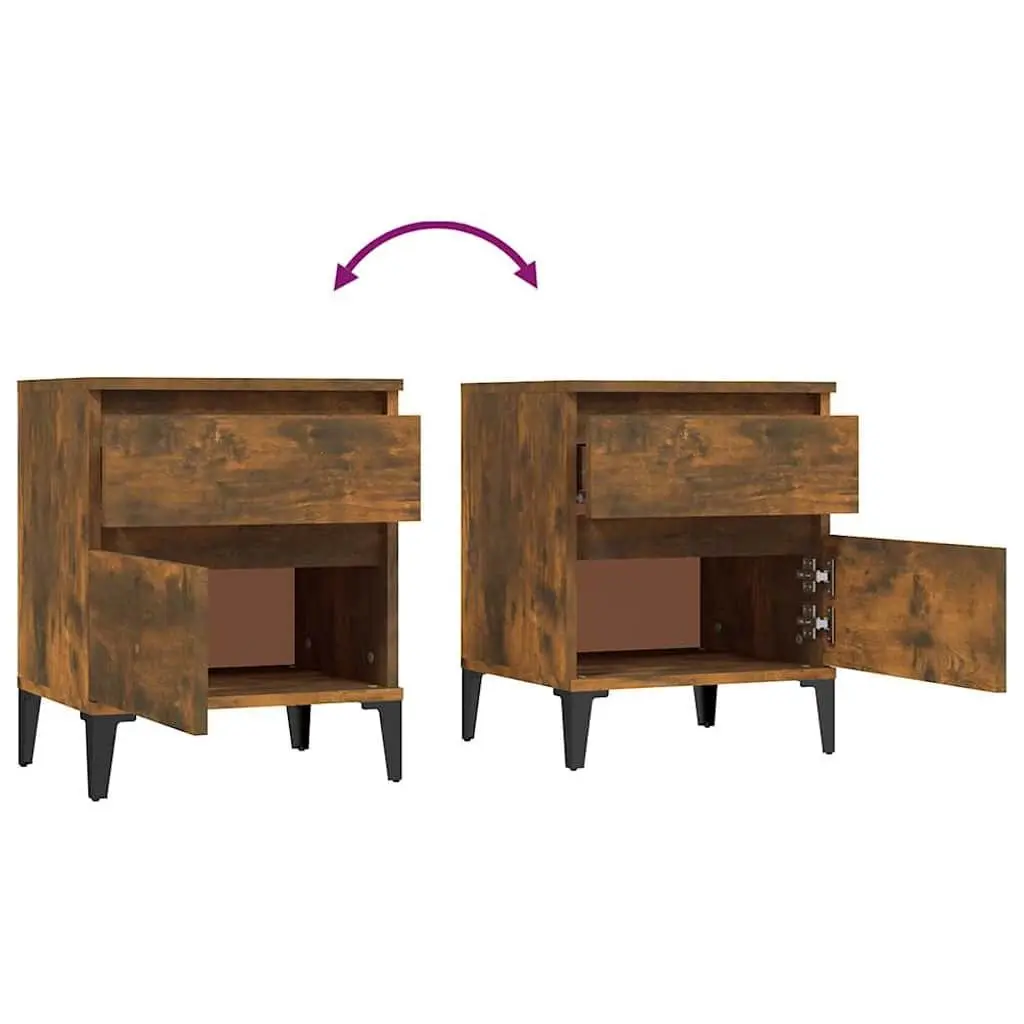 Bedside Table Brown 40x35x50cm Engineered Wood Storage Cabinet Pair