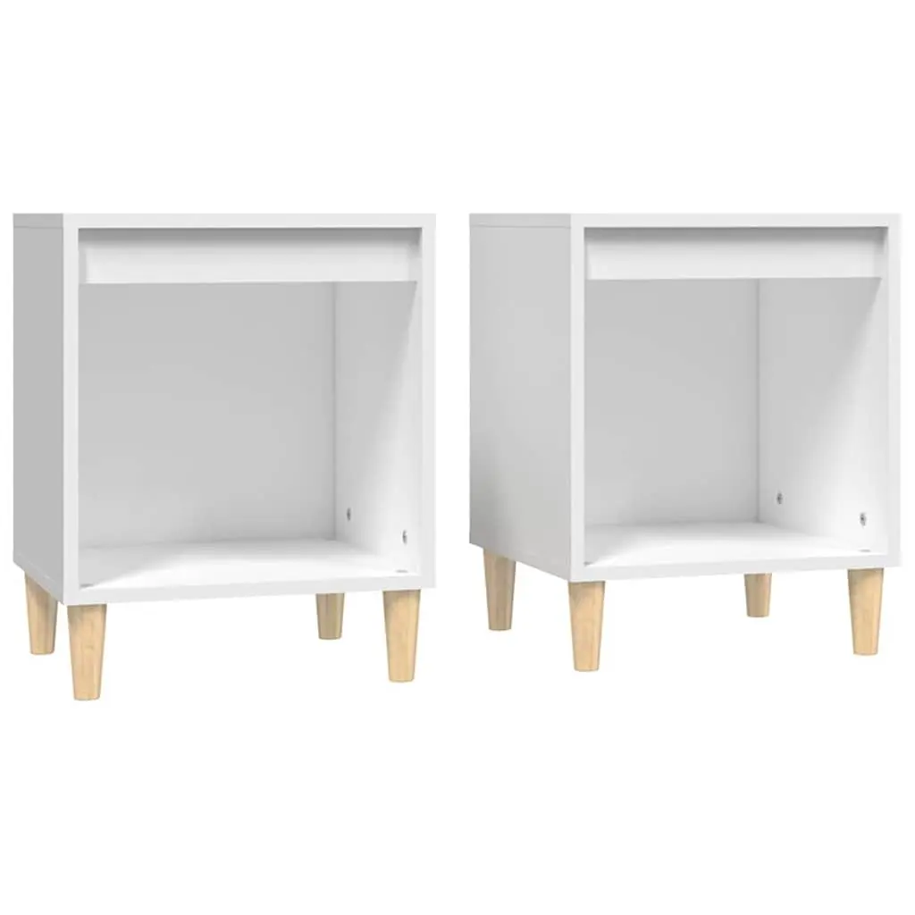 White Bedside Tables 2 Piece Set Engineered Wood 40x35x50 cm Storage Cabinets