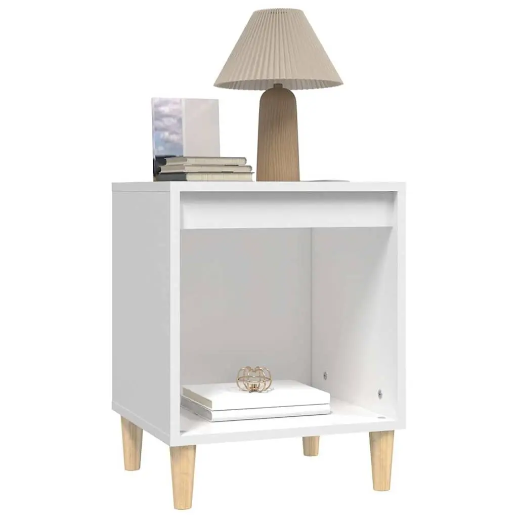 White Bedside Tables 2 Piece Set Engineered Wood 40x35x50 cm Storage Cabinets