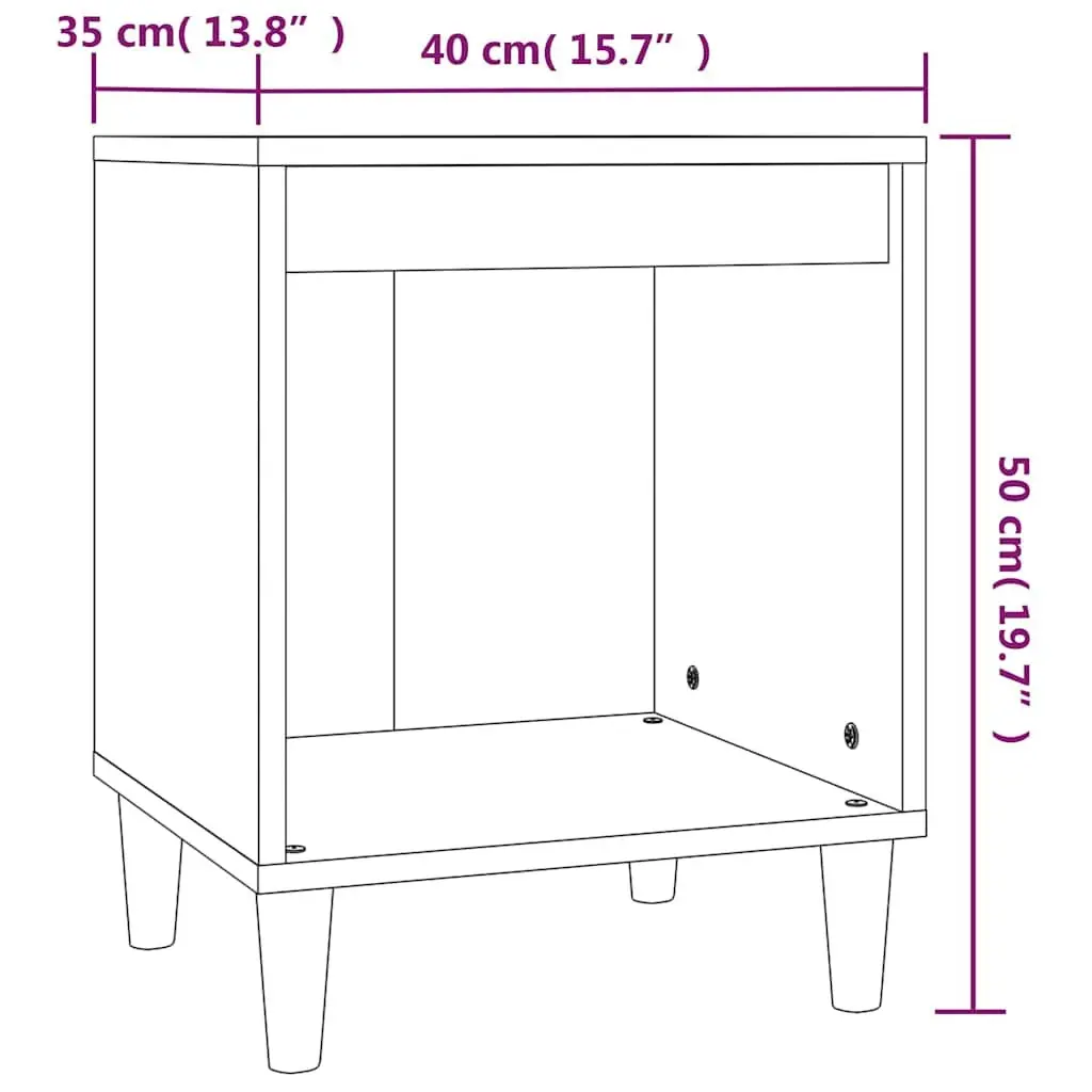 White Bedside Tables 2 Piece Set Engineered Wood 40x35x50 cm Storage Cabinets
