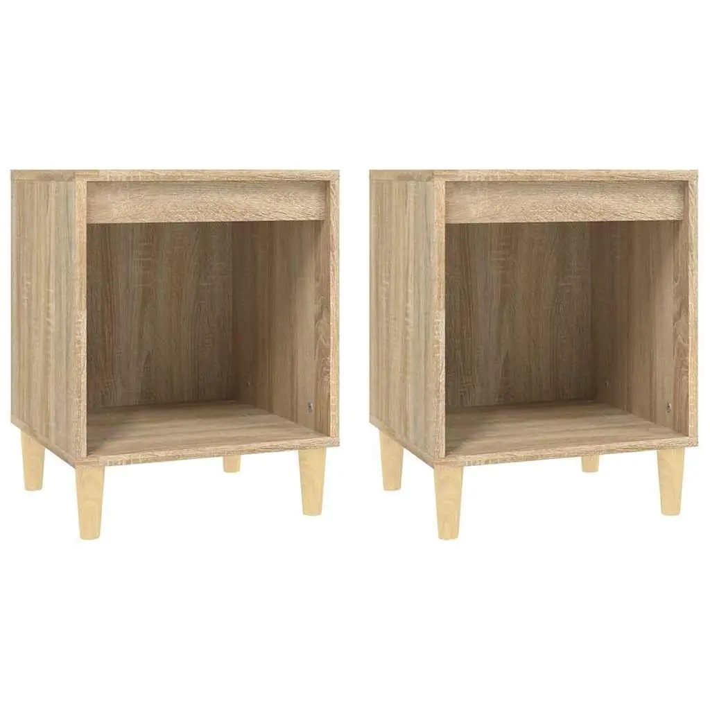 Bedside Cabinets Brown Engineered Wood 40x35x50cm Storage Side Tables 2 Piece