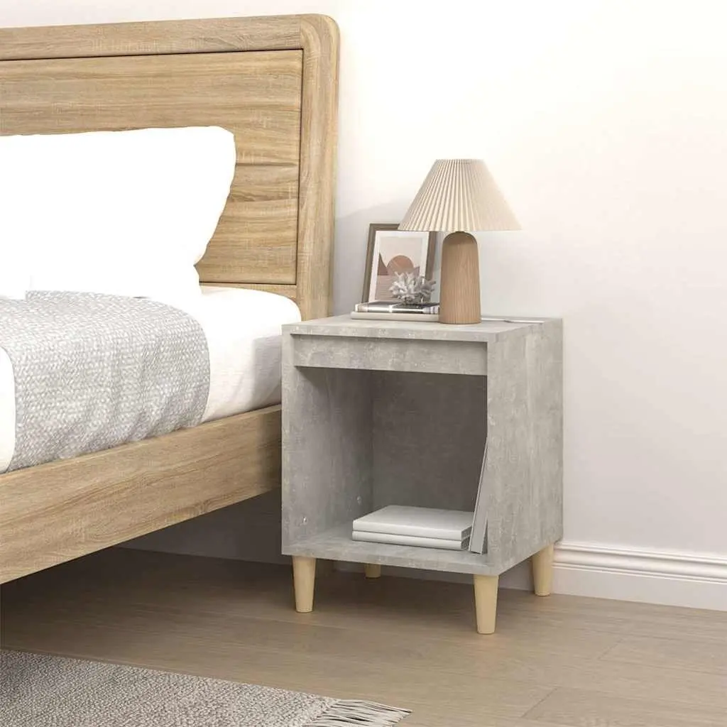 Bedside Table Grey Engineered Wood Storage Bedroom Furniture