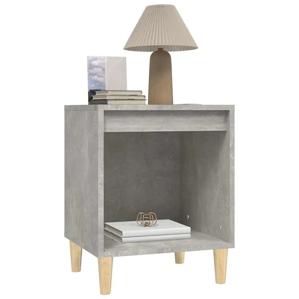 Bedside Table Grey Engineered Wood Storage Bedroom Furniture