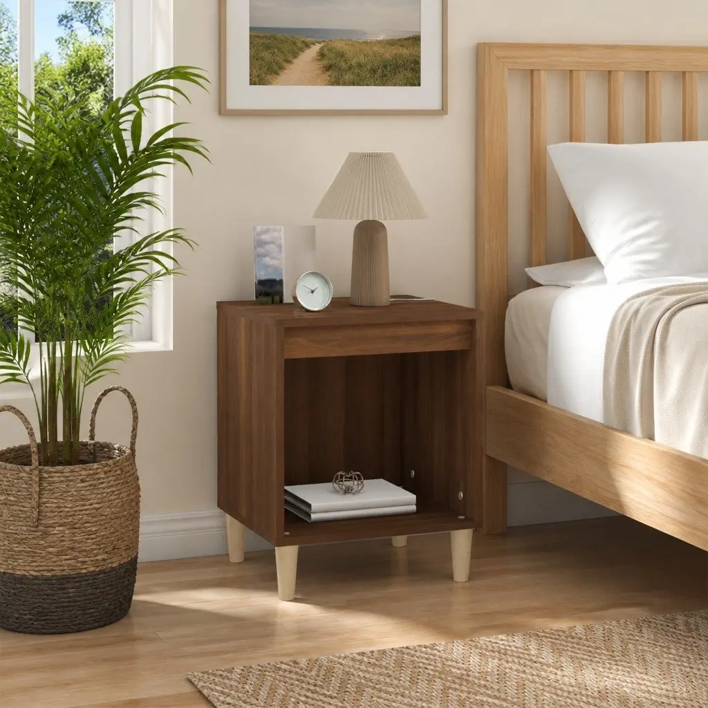 Bedside Table Brown Oak 40x35x50 cm Engineered Wood Storage