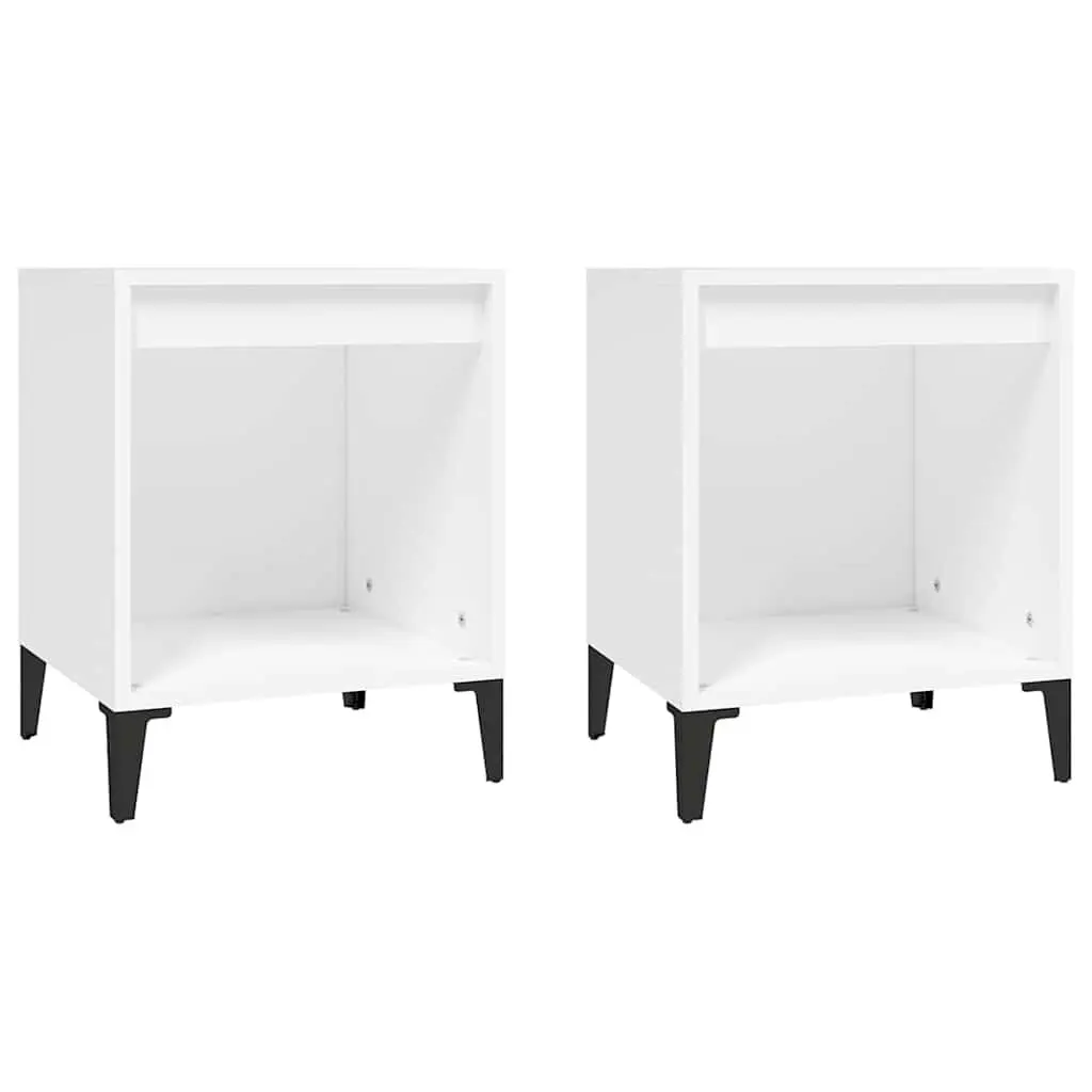 Bedside Tables White 2 Piece Nightstand Cabinet Storage Bedroom Furniture Set