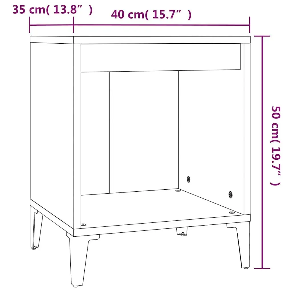 Engineered Wood Bedside Cabinet Grey Sonoma Storage Organizer 40x35x50cm