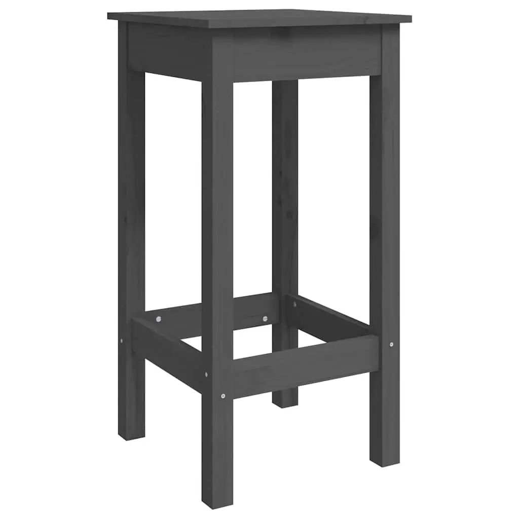 Bar Chairs Grey Backless Solid Pine Wood 2 Piece Kitchen Stools