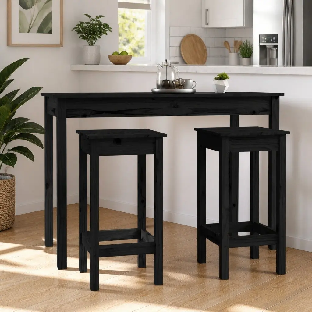 Bar Stools Black 40x40x78 cm No Backrest 2 Piece Kitchen Dining Room Chairs