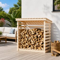 Firewood Log Storage Rack Solid Pine 108x73x108cm