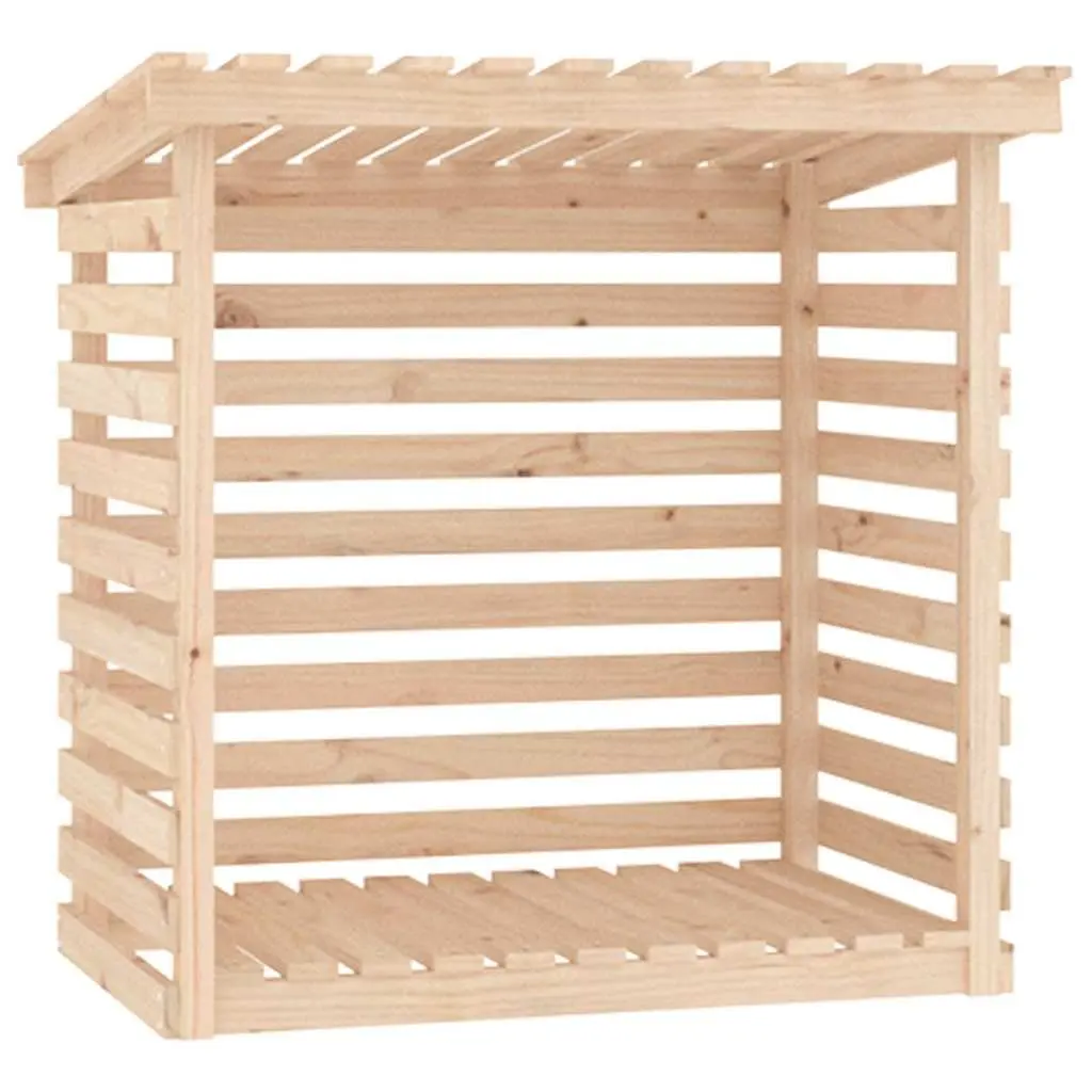 Firewood Rack Log Storage Holder Solid Pine Wood Natural 108x73x108cm