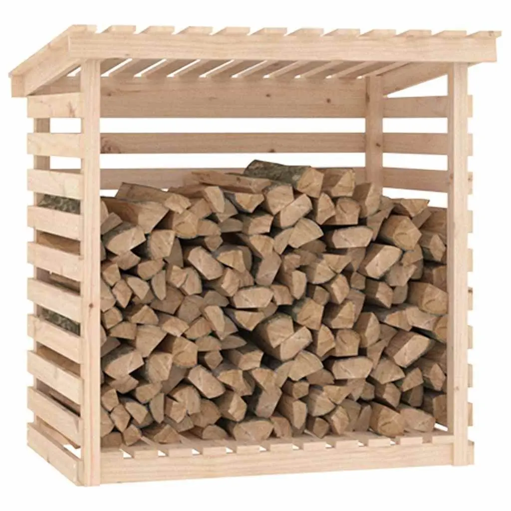 Firewood Rack Log Storage Holder Solid Pine Wood Natural 108x73x108cm