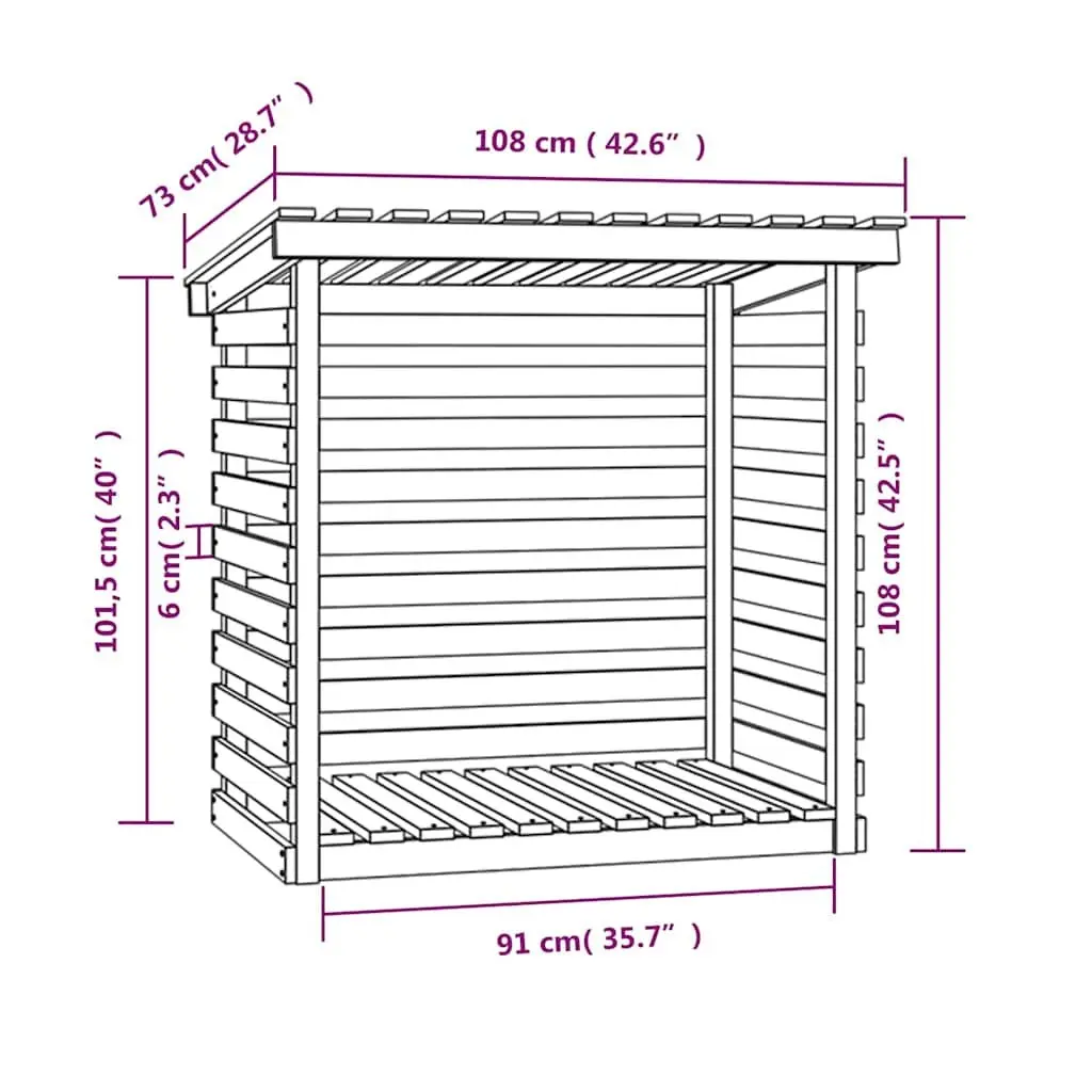 Firewood Rack Log Storage Holder Solid Pine Wood Natural 108x73x108cm