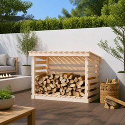 Natural Pine Firewood Rack for Easy Storage 108x73x79cm