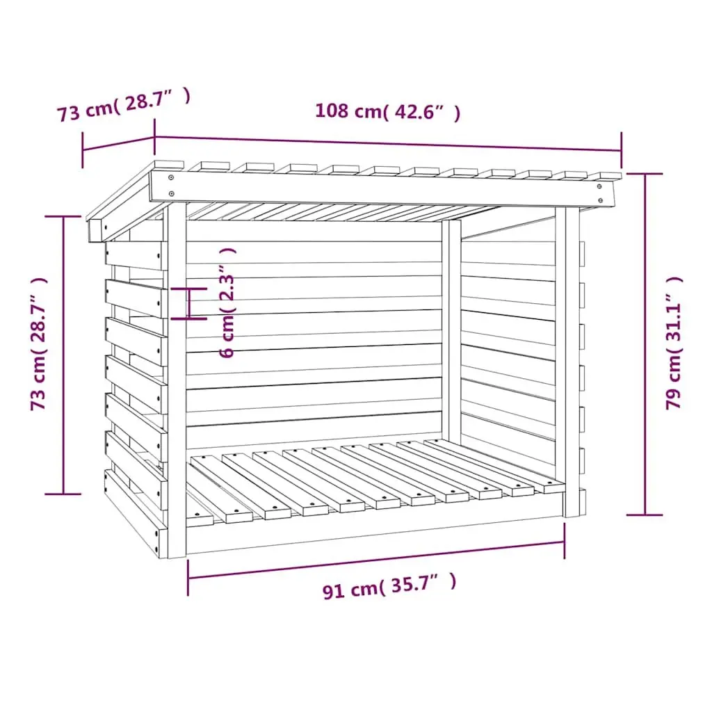 Firewood Rack Log Storage Holder Solid Wood Pine Natural 108x73x79cm