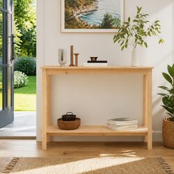 Console Table 110x40x80 cm in Pine Wood, Brown