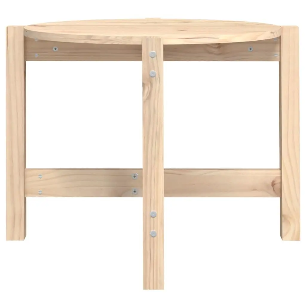 Coffee Table Brown Ø 62.5cm Solid Wood Pine Round Living Room Accent Furniture
