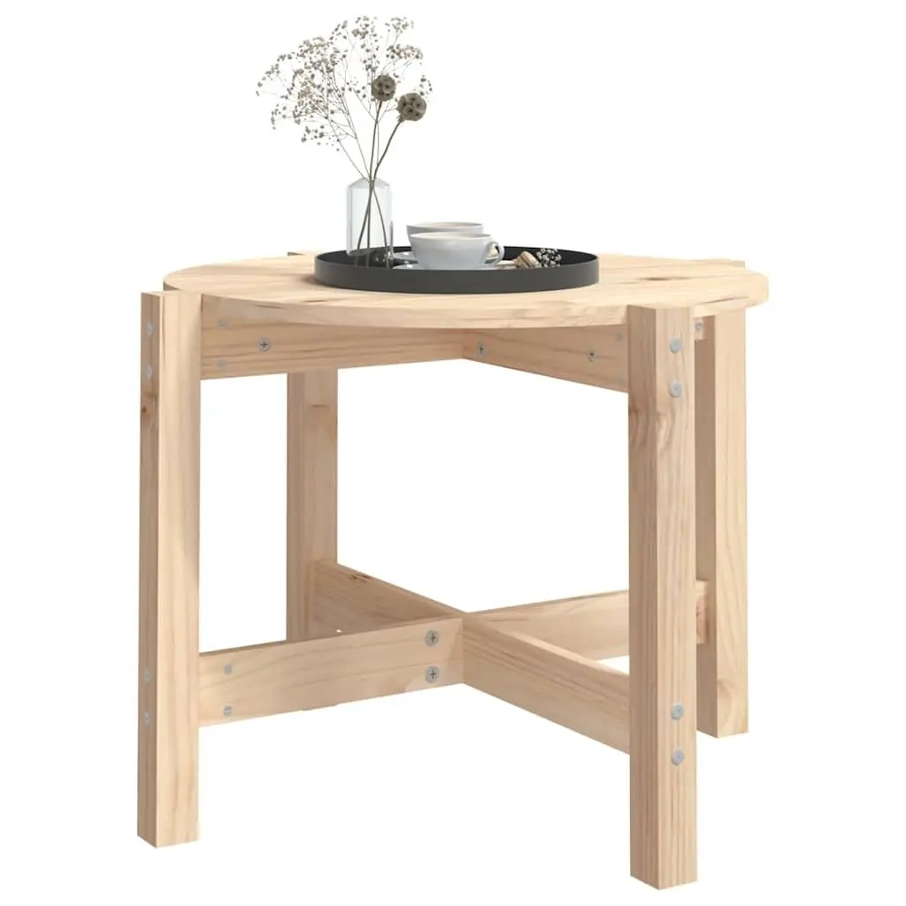 Coffee Table Brown Ø 62.5cm Solid Wood Pine Round Living Room Accent Furniture
