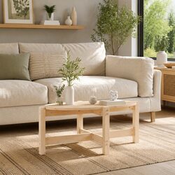 Solid Wood Pine Coffee Table 87x48x35 cm Brown Living Room Accent Furniture