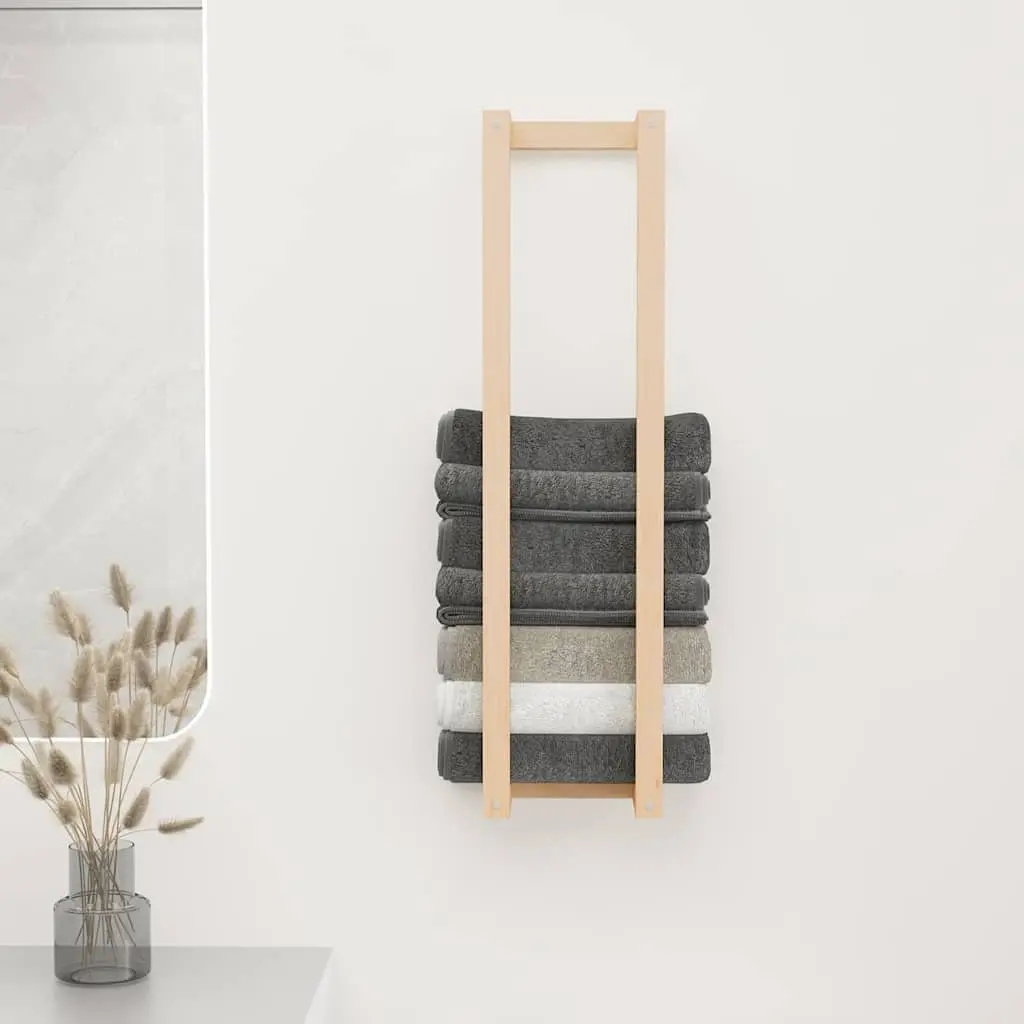 Towel Rack Wall-Mounted Brown Solid Wood 23x18x90cm Bathroom Storage Shelf