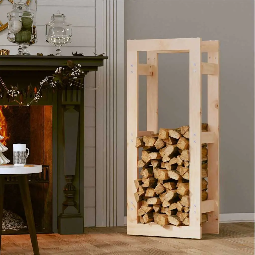 Firewood Rack Log Storage Stand Solid Wood Pine Natural 41x25x100cm