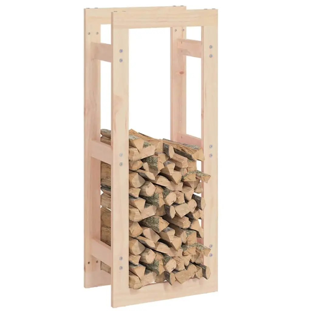 Firewood Rack Log Storage Stand Solid Wood Pine Natural 41x25x100cm