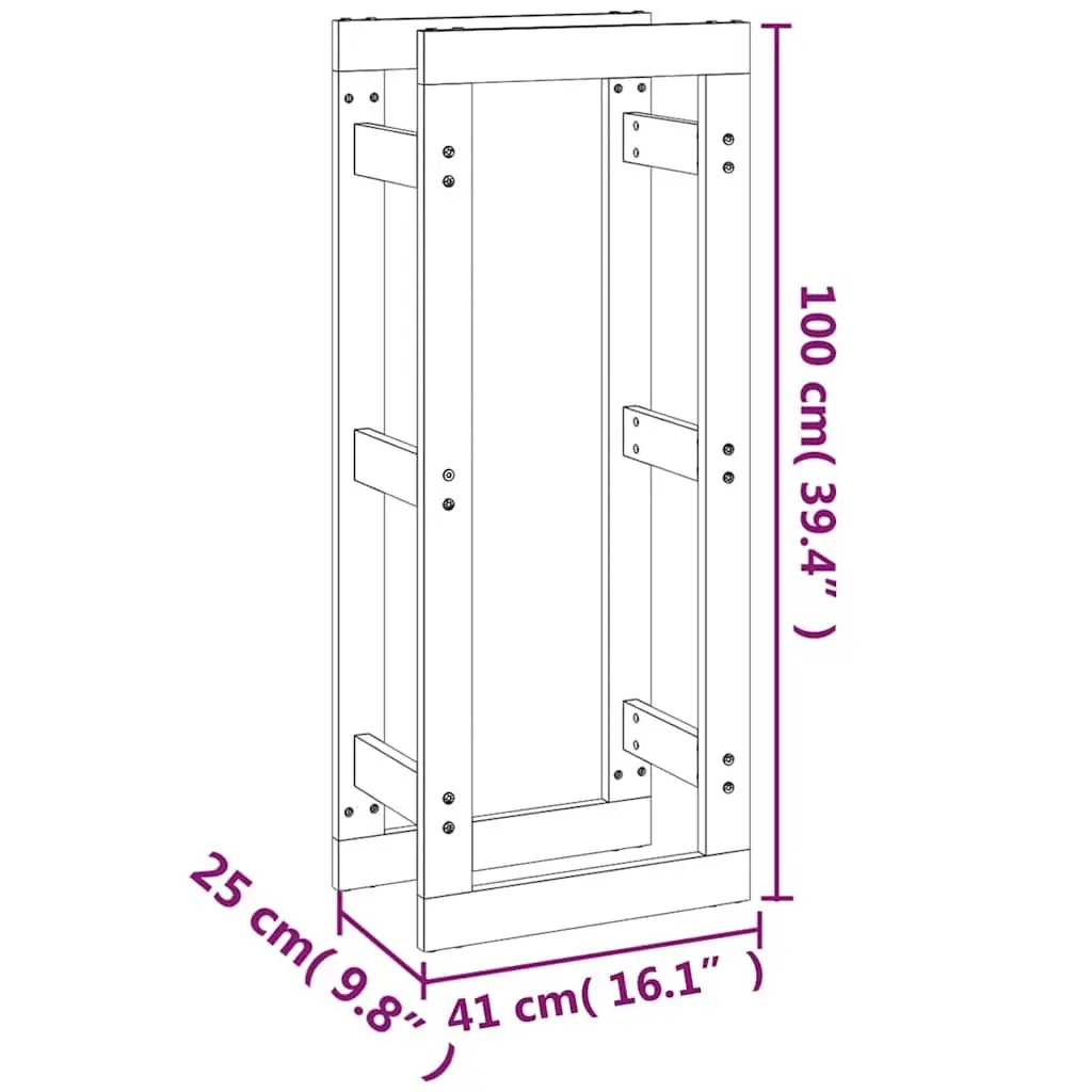 Firewood Rack Log Storage Stand Solid Wood Pine Natural 41x25x100cm