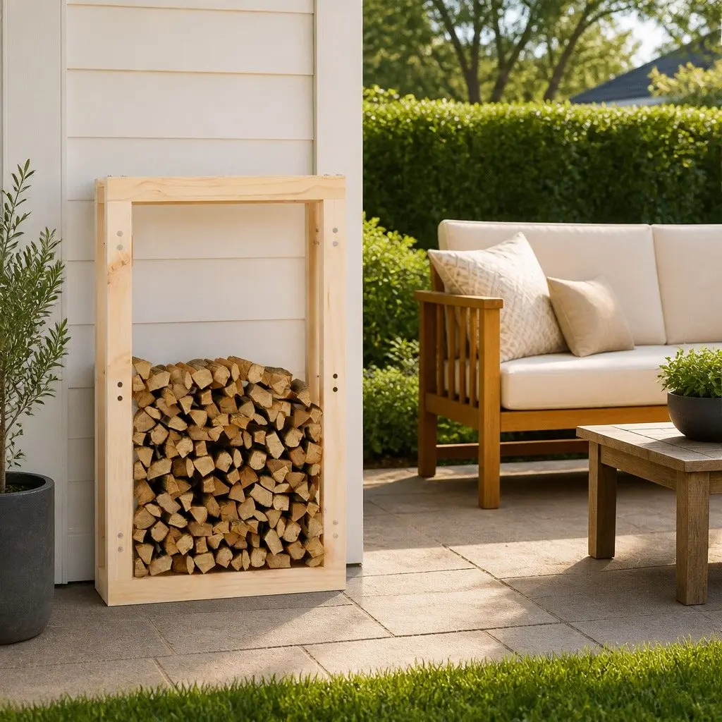 Firewood Rack Brown 60x25x100cm Solid Pine Wood Log Holder Storage Stand