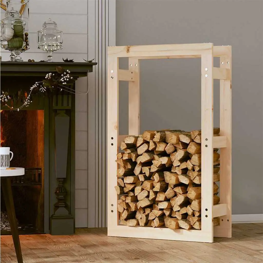 Firewood Rack Brown 60x25x100cm Solid Pine Wood Log Holder Storage Stand