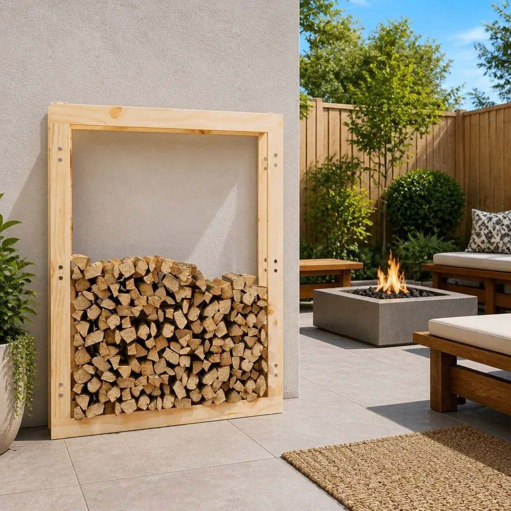 Firewood Rack Natural Solid Wood Pine Log Storage 80x25x100 cm Fireplace Wood Holder