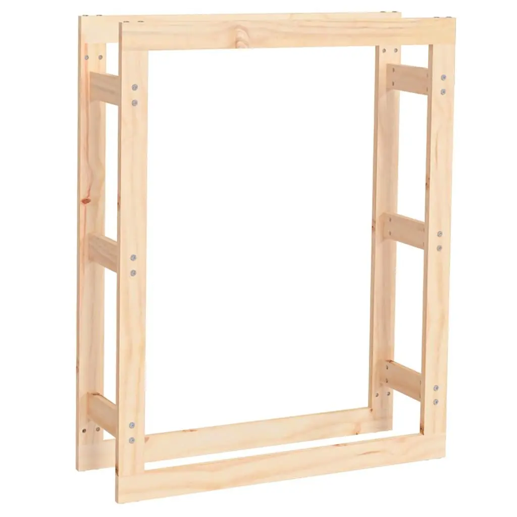 Firewood Rack Natural Solid Wood Pine Log Storage 80x25x100 cm Fireplace Wood Holder
